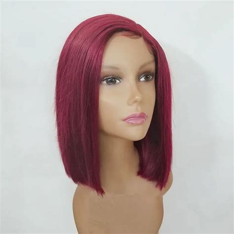 Burgundy 99j Lace Front Red Wig Human Hair Short Bob Colored Wigs Pre Plucked Deep Part Lace
