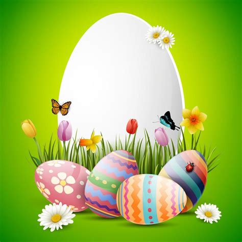 Decorated Easter Eggs With Nature Background 11062690 Vector Art At