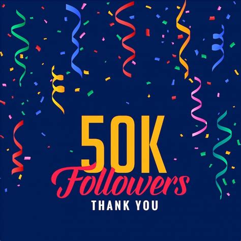 Free Vector 50k Social Media Followers Celebration Post With Falling