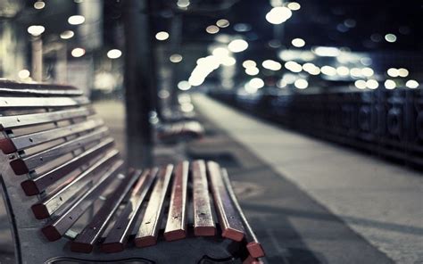 Download Street Bench At Night Wallpaper