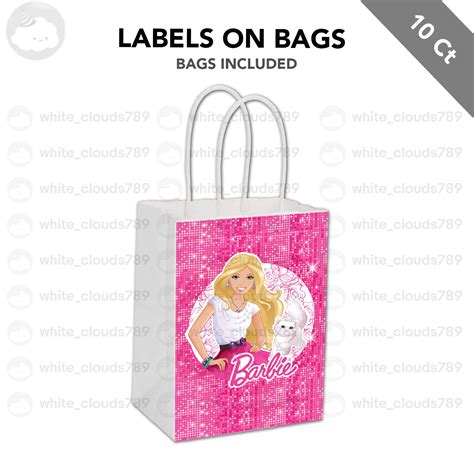 10 Barbie Doll Label On White Kraft T Bag Birthday Party Favor 55 X
