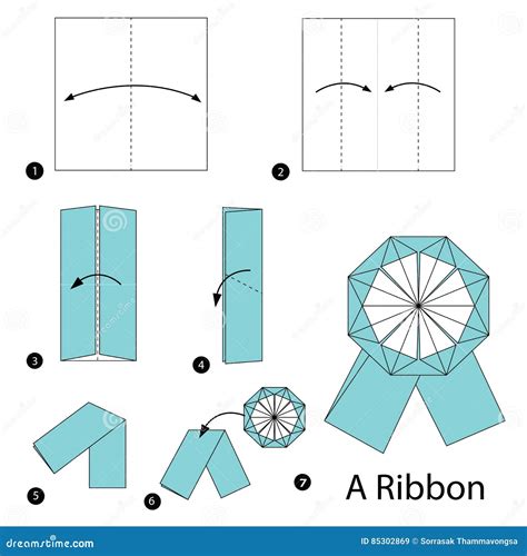 Instrucciones Paso A Paso Cómo Hacer Papiroflexia Una Cinta Ilustración