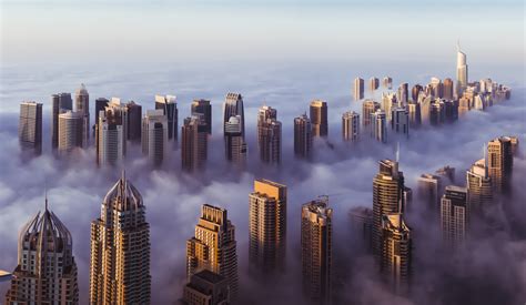 Wallpaper Morning Fog Clouds Amazing Dubai Skies