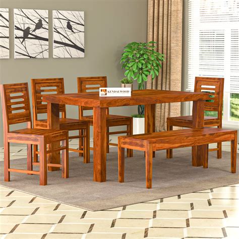 Kendalwood™ Furniture Sheesham Wood Dining Table57x35 With 6 Chairs