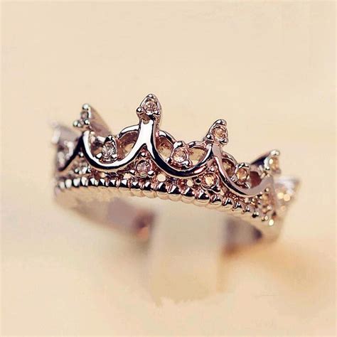 August Queen Crown Ring Silver Crown Ring Wedding Rings Engagement