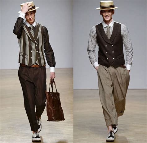 Modern Interpretation Of Roaring 20s Fashion Two Male Models Walking On