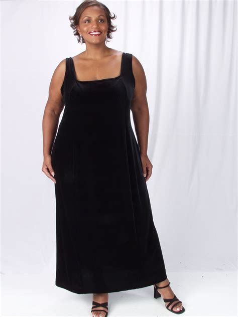 Sheath Slip Dress Black Lycra Velvet Plus Size Peggy Lutz Plus Size
