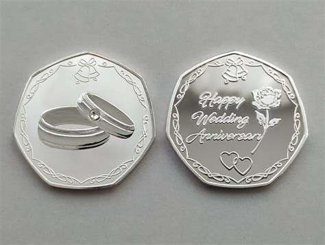 Happy Wedding Anniversary Silver Plated Commemorative Coin And Etsy 日本