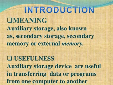 Ppt On Auxiliary Storage Devices