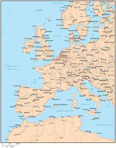 Brust Anpassen Orange Map Of Western Europe With Major Cities Geistig