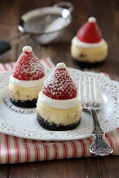 It's a good time to be creative in the kitchen and make something special. Baked by Rachel » Mini Santa Hat Cheesecakes