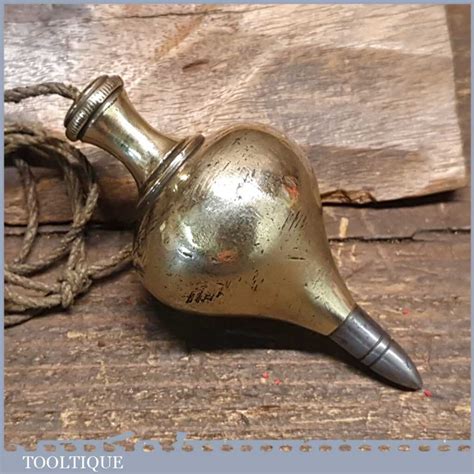 Vintage Steel Tipped Brass No 2 Plumb Bob With String Good Condition Tooltique