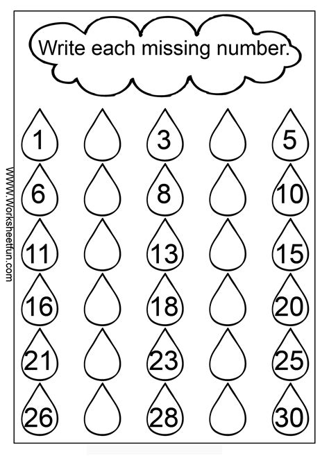 Filling The Missing Numbers Worksheets