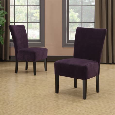Shop purple accent chairs in a variety of styles and designs to choose from for every budget. Portfolio Duet Emma Purple Velvet Upholstered Armless ...