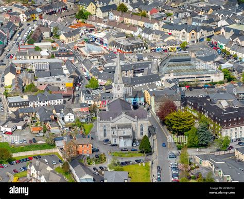 Aerial View Cathedral Of Ennis City Of Ennis Old Town Of Ennis Stock