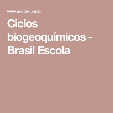 Ciclos Biogeoquímicos Quais São Como Funcionam Brasil Escola