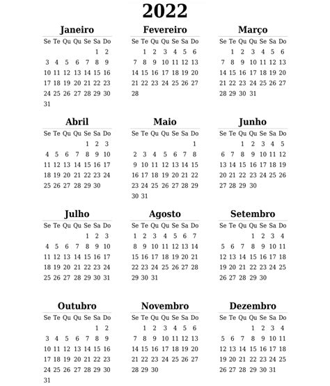 Calendario Para Imprimir Free 2022