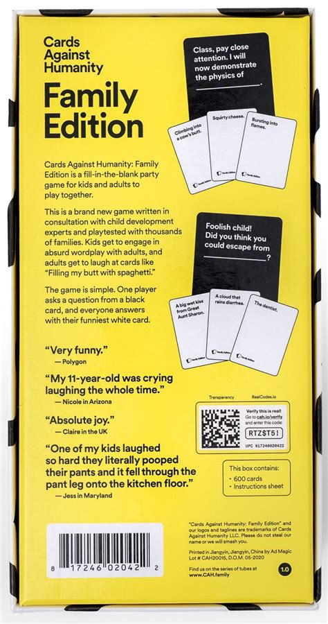 You can download two pdfs of the beta: Cards Against Humanity Family Edition