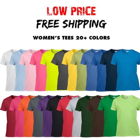 Womens Gildan T Shirt Ladies Blank Tee Ultra Cotton 20 Colors Ebay