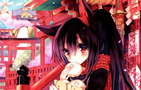 Download free other wallpapers and desktop backgrounds! Wallpaper Sakura, girl, characters, temple, ears, long ...