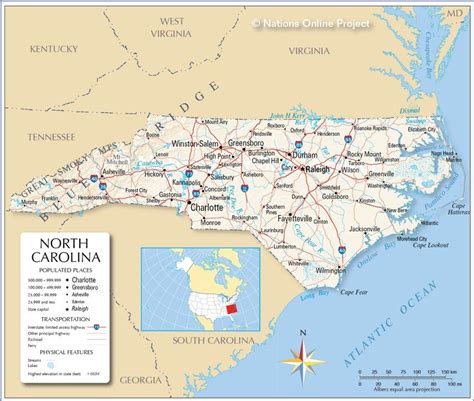 Reference Map Of North Carolina Showing The Us State Of North