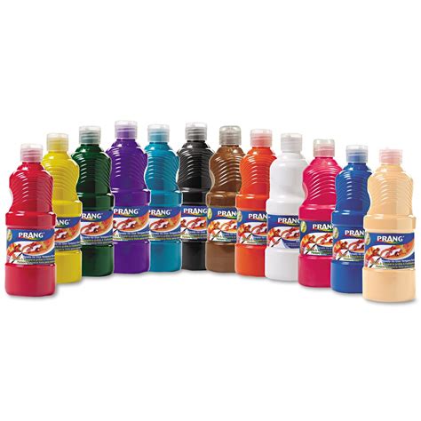 Prang Ready To Use Tempera Paint 12 Assorted Colors 16 Oz 12pack