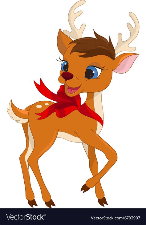 Cute Christmas Reindeer With Ribbon Royalty Free Vector