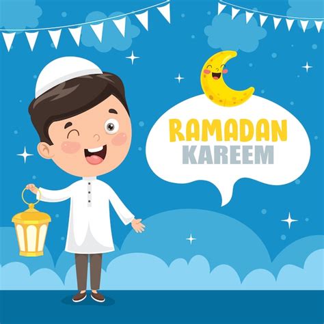 Premium Vector Vector Illustration Of Muslim Kids Celebrating Ramadan