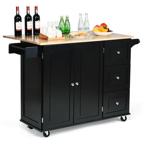 Drop leaf kitchen cart & center island storage. Red Barrel Studio® Ronny Drop-leaf Solid Wood Kitchen ...