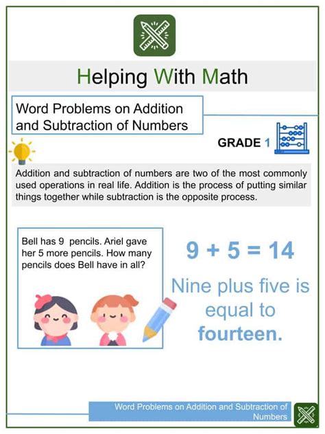 Different types of addition and subtraction situations. Word Problems on Addition and Subtraction of Numbers ...