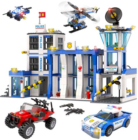 City Police Station Building Kit, STEM Construction Playset for Boys