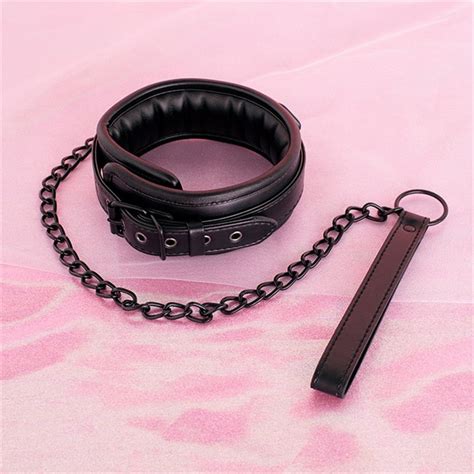 Black Leather Thick Bondage Bdsm Leash Handcuff Collar Set Ddlg Shop