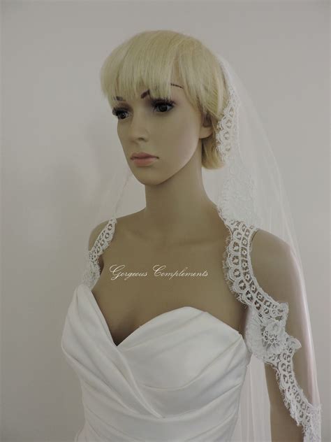Vintage French Alencon Lace Wedding Mantilla Bridal Veil