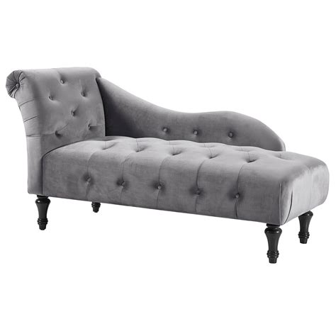 Naomi Grey Velvet Tufted Roll Back Chaise Lounge Grey Chaise Lounge