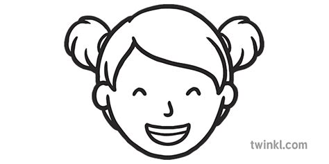 Child Excited Face Emotions Happy Ks1 Black And White Illustration Twinkl