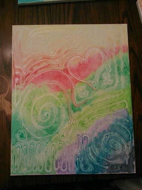 Watercolor On Canvas With Salt And Elmers Glue With Son Age 5