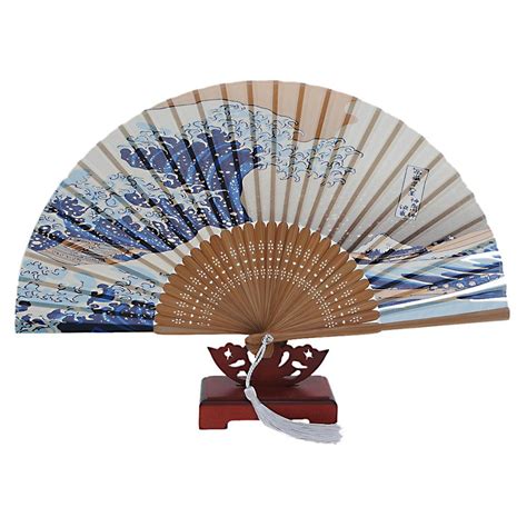 japanese handheld folding fan with traditional japanese ukiyo e art prints lw ebay