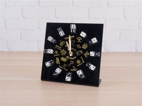 Vintage 70s Las Vegas Dice Clock Smoked Lucite With Gold Etsy Clock