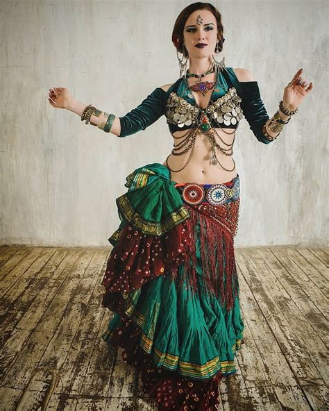 green and red belly dance costume