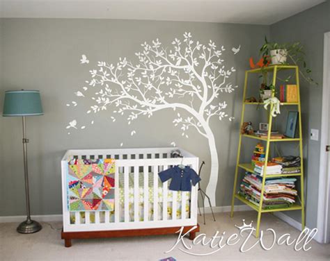 Designer ideas and examples ahead. White Tree Wall Decal Nursery tree sticker baby room wall ...