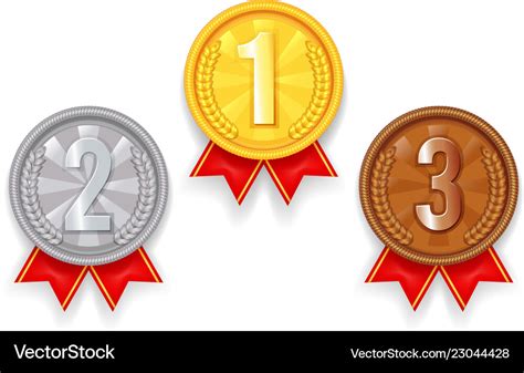 Gold Silver Bronze Award Sport 1st 2nd 3rd Place Vector Image