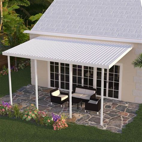 Integra 20 Ft X 10 Ft White Aluminum Attached Solid Patio Cover With