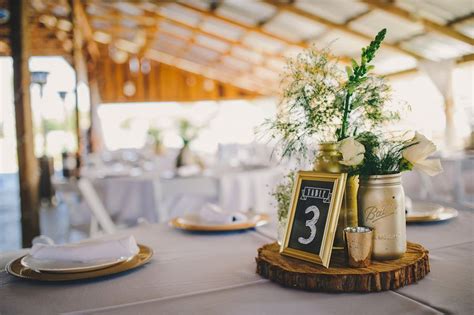 We are selling raw/unfinished live edge. Green, Gold, and White Plant City Wedding | Rustic barn wedding reception, Barn wedding ...