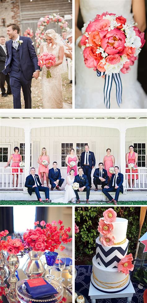 Navy And Coral Wedding Decorations