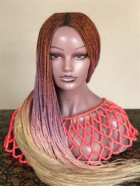 ombré three tone braided wig braids wig braids with extensions wigs