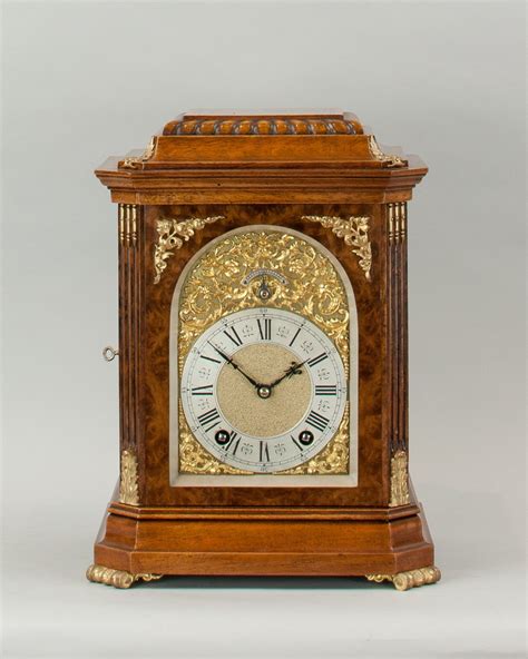A Fine Quality Burr Walnut Bracket Mantel Clock By Lenzkirch