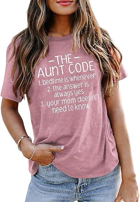 Buy Aunt Shirts Womens The Auntie Code T T Shirts Funny Novelty Sarcastic Tees Causal Short