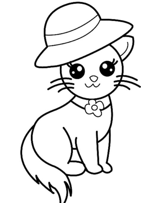 Jual kertas mewarnai gambar karakter kartun anak. Mewarnai Gambar Kucing Bertopi | Kartun, Sketsa hewan, Buku gambar