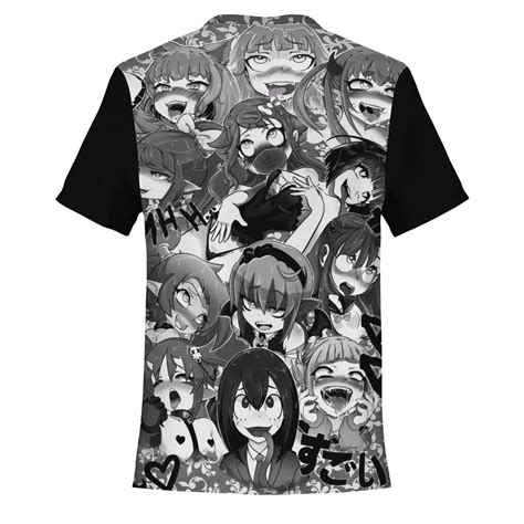 Anime Ahegao Black And White All Over Print Unisex T Shirt T Shirt
