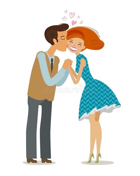 Love Romantic Date Concept Couple Kiss Cartoon Vector Illustration
